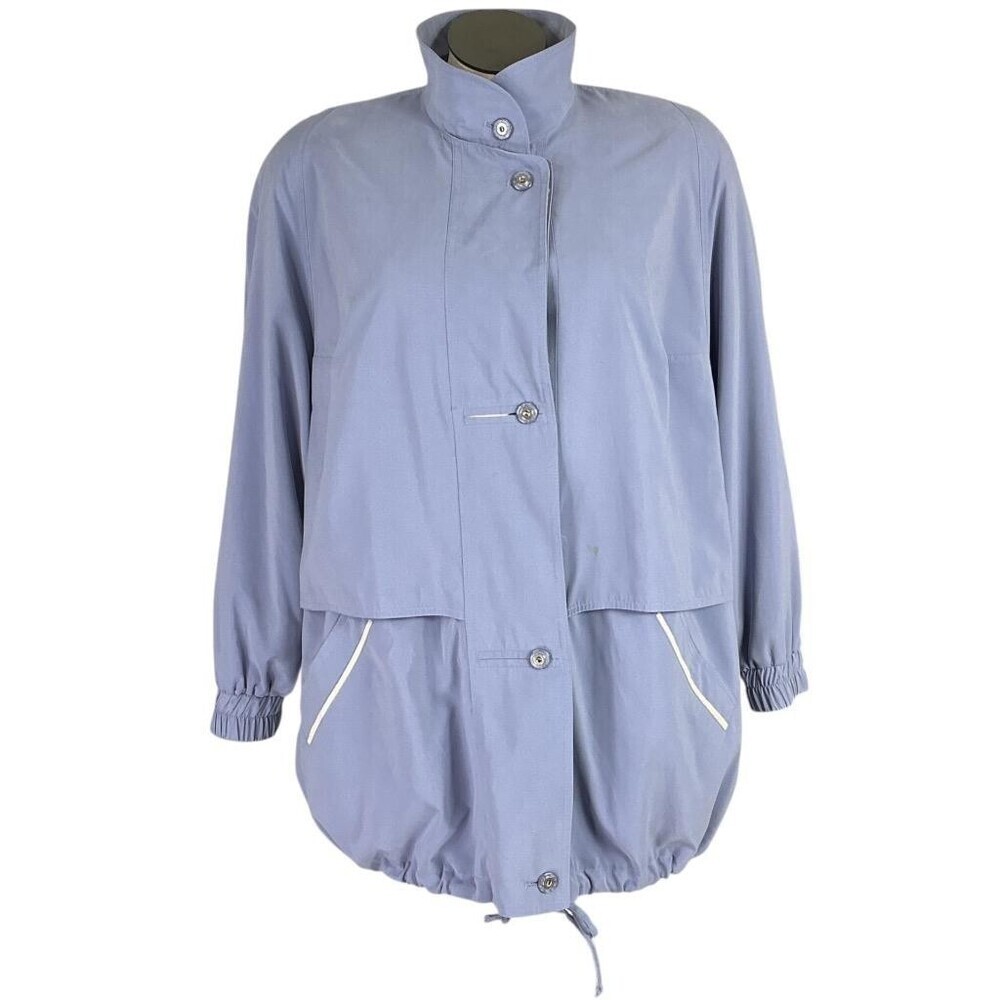 Vtg 90s Italian Micro Suede Jacket Womens 2X Blue Polyester Button Up Biaggini